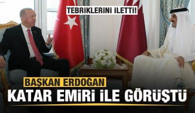 Başkan Erdoğan Katar Emiri Al Sani ile görüştü! Tebriklerini iletti
